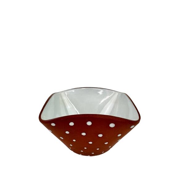 Vintage 60s Graveren Norsk Brown White Polka Dot Pottery Bowl Norway - Picture 2 of 6